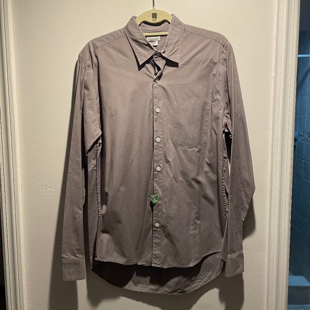Steven Alan Grey Button Down with Reversed Front Pocket